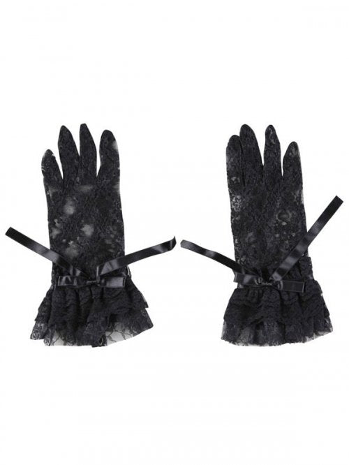 [Marble] Marble short gloves: Black lace