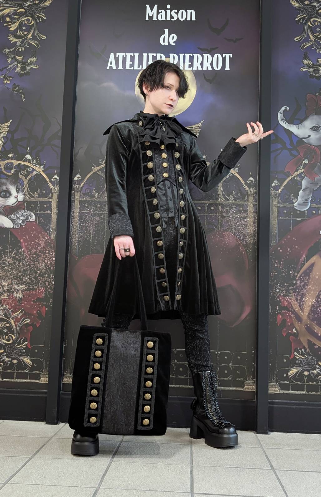 【ATELIER PIERROT】　「 イノサン 」 ロングジャケット　赤 ( 刺繍あり ) /青( 刺繍なし ) /黒 ( 刺繍なし )