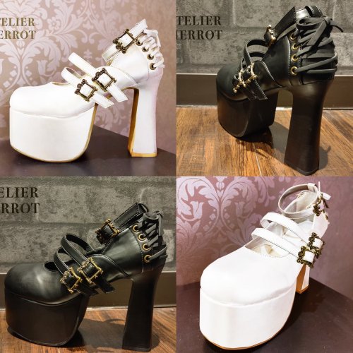 【ATELIER PIERROT】ANTIQUE GOLD FRAME PUMPS White/Black   S~LL