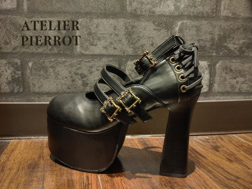 [Atelier Pierrot] Antique Gold Frame Pumps White/Black   S ~ LL