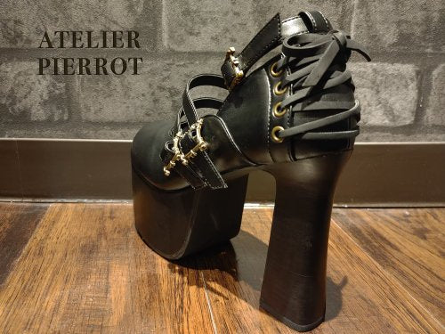 [Atelier Pierrot] Antique Gold Frame Pumps White/Black   S ~ LL