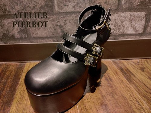 [Atelier Pierrot] Antique Gold Frame Pumps White/Black   S ~ LL