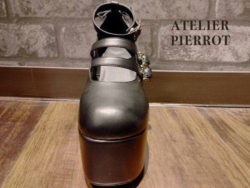 [Atelier Pierrot] Antique Gold Frame Pumps White/Black   S ~ LL