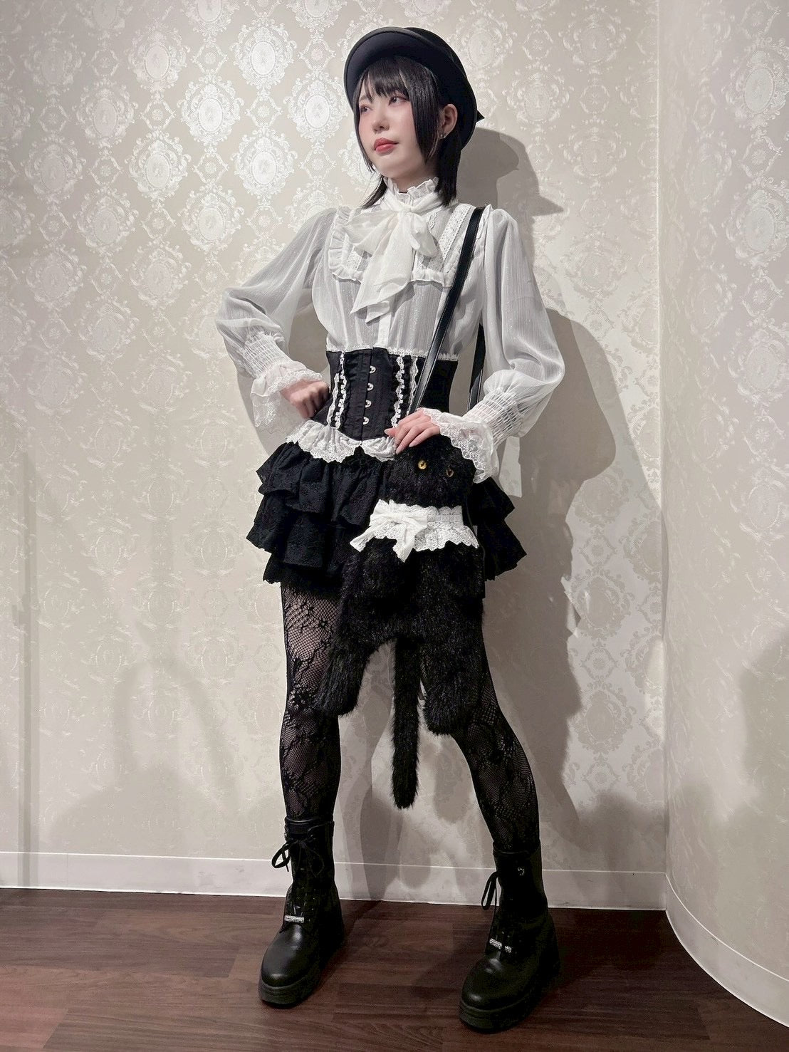 【ATELIER PIERROT】　Noir Neko Shoulder Bag　ホワイト/グレー/ブラック