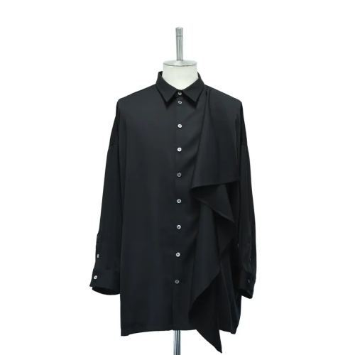 【MiDiom】ミディオム　Ruffle Frill Big Shirt　black