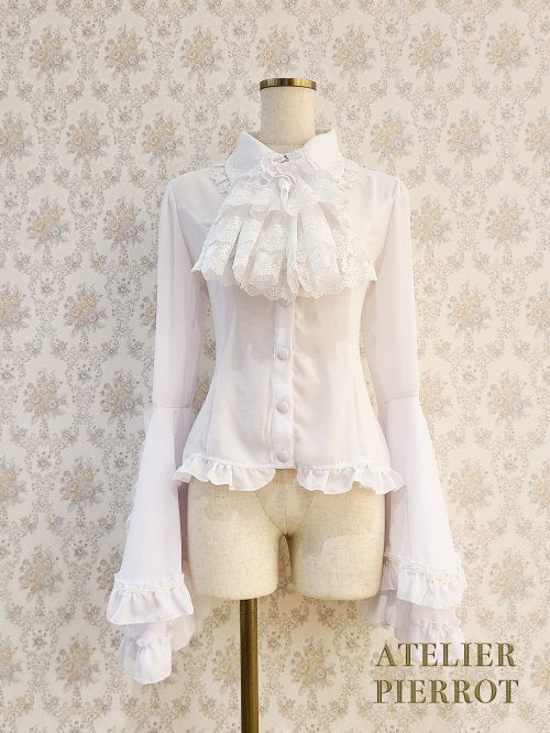 【ATELIER PIERROT】アトリエピエロ　Louise Jabot Blouse  ルイーズ ジャボタイ ブラウス　White