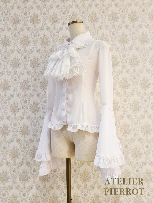 【ATELIER PIERROT】アトリエピエロ　Louise Jabot Blouse  ルイーズ ジャボタイ ブラウス　White