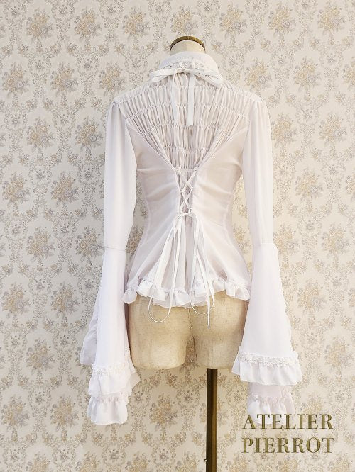 【ATELIER PIERROT】アトリエピエロ　Louise Jabot Blouse  ルイーズ ジャボタイ ブラウス　White