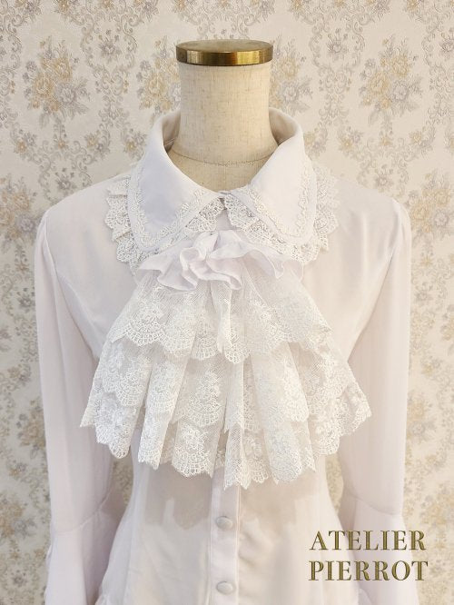 【ATELIER PIERROT】アトリエピエロ　Louise Jabot Blouse  ルイーズ ジャボタイ ブラウス　White