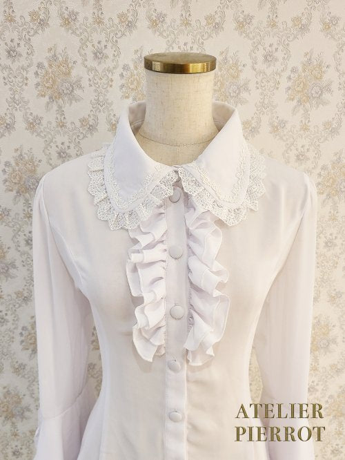 【ATELIER PIERROT】アトリエピエロ　Louise Jabot Blouse  ルイーズ ジャボタイ ブラウス　White