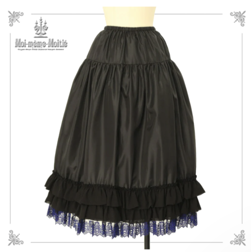 [Moi Meme Moitie] Mowam Mowatier Sargspitze Spitze Langes Petticoat Schwarz x Blau ★30%Rabatt★