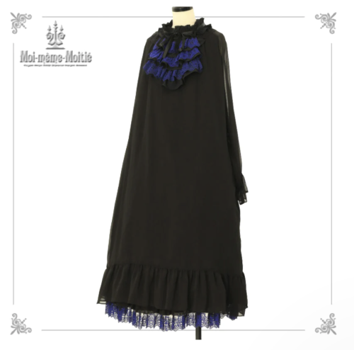 [Moi Meme Moitie] Mowam Mowatier Sargspitze Spitze Langes Petticoat Schwarz x Blau ★30%Rabatt★