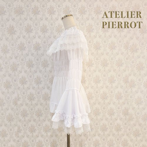 [Atelier Pierrot] Shirring Princess Sleeve襯衫W hite/New ColorIvory/波爾多/海軍/紫色/黑色