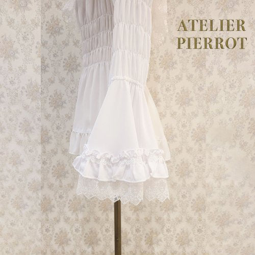 [Atelier Pierrot] Shirring Princess Sleeve襯衫W hite/New ColorIvory/波爾多/海軍/紫色/黑色