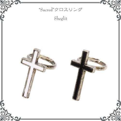 【Sheglit】シェグリット　"Sacred"クロスリング　ブラック