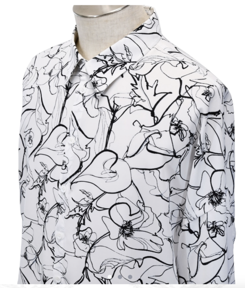 【MiDiom】ミディオム　Drawing Flower Big Shirt　White