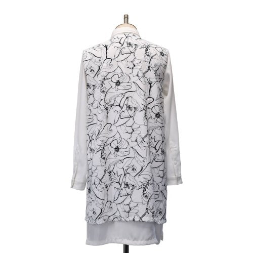 【MiDiom】ミディオム　Drawing Flower Layered Shirt　White