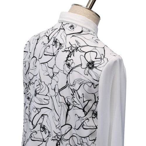 【MiDiom】ミディオム　Drawing Flower Layered Shirt　White