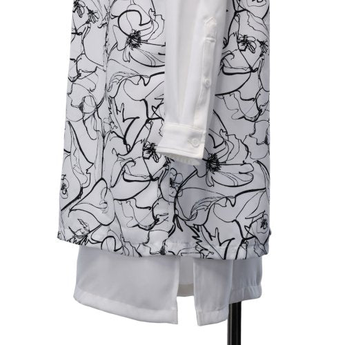 【MiDiom】ミディオム　Drawing Flower Layered Shirt　White