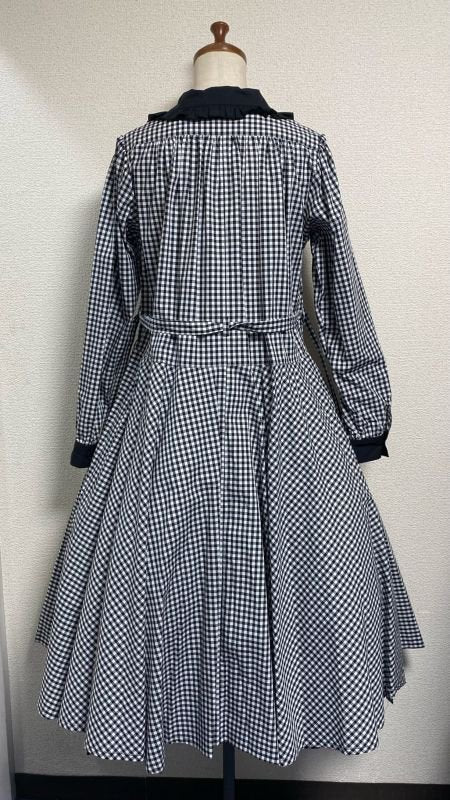 [Gota física] Drop Física de una sola pieza Retro Long -Sileged [Black Gingham]