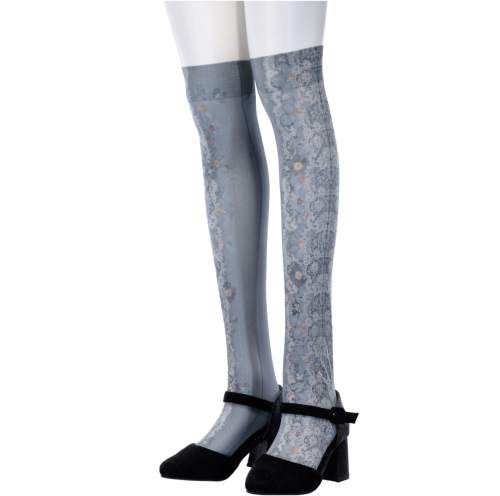 【Sheglit】シェグリット　Flower Lace Over Knee　ダルブルー