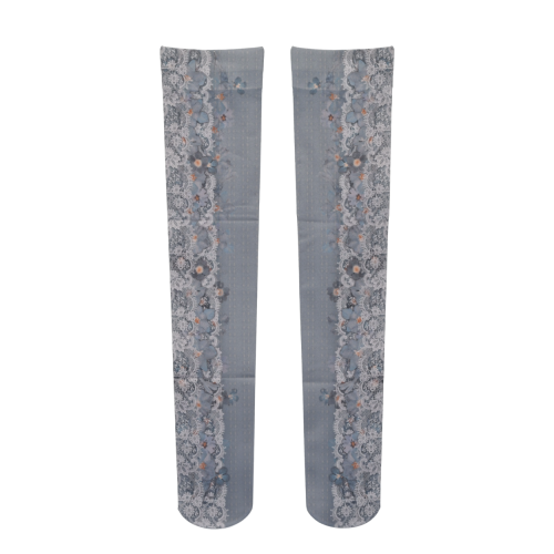 [SHEGLIT] Sheglit Flower Lace Over Knee dull Blue