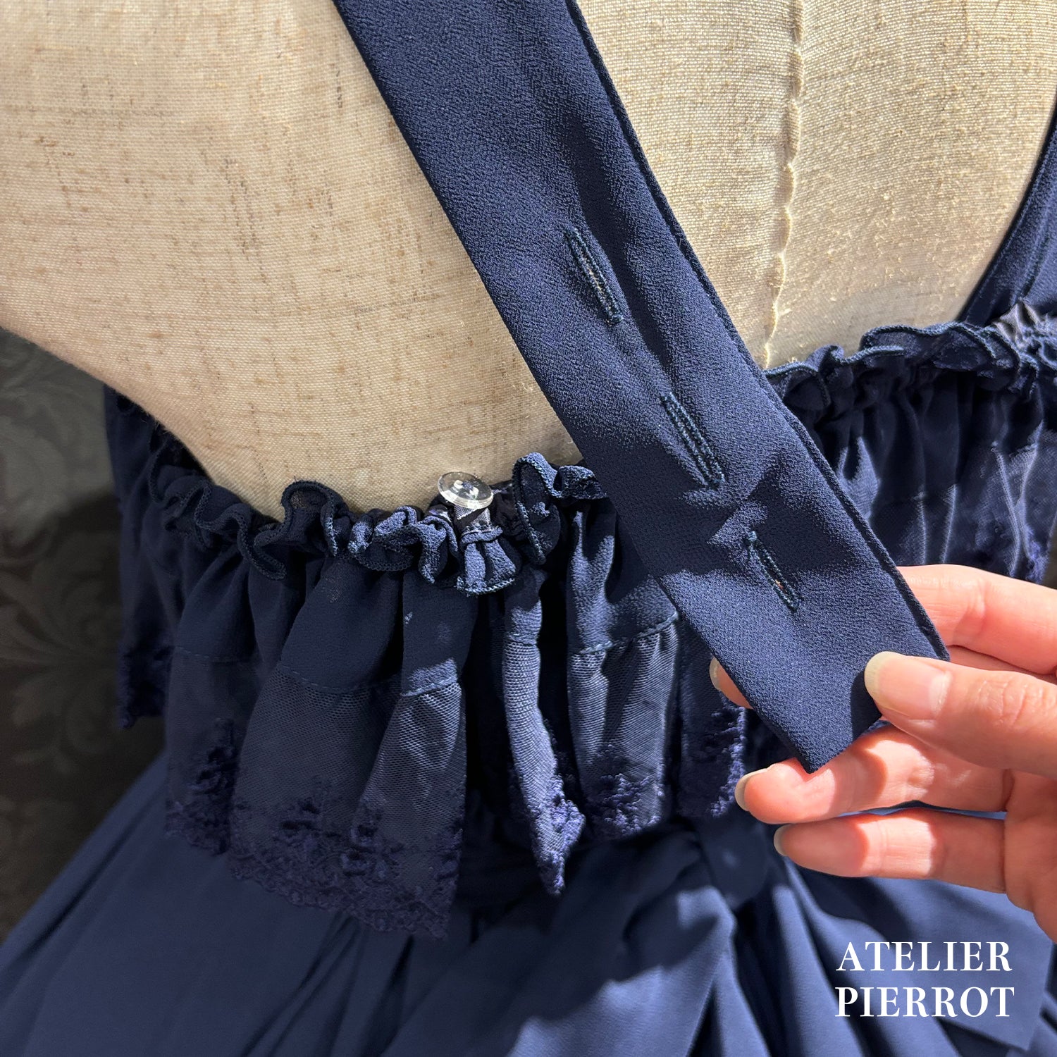 【ATELIER PIERROT】　★ご予約受付中★ Cathedral Veil  Jumper Skirt 　ホワイト/ボルドー/パープル/ネイビー/ブラック　プラスサイズ