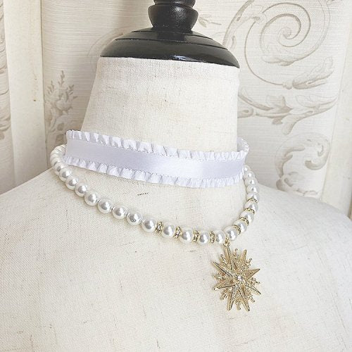 [Estrellas] Estragas Bright Star Frill Choker [blanc / rose / bleu clair / vin / noir] [Taille 1 / Taille 2]