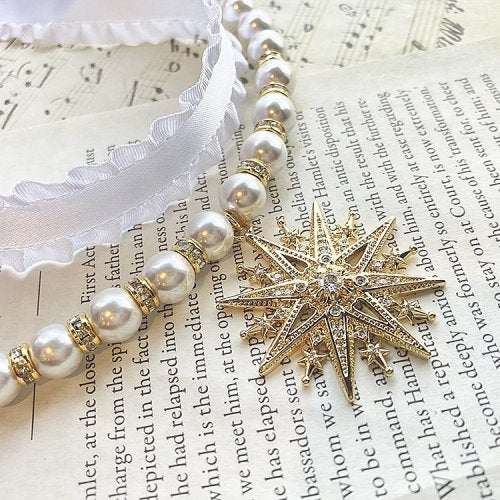 [Estrellas] Estragas Bright Star Frill Choker [blanc / rose / bleu clair / vin / noir] [Taille 1 / Taille 2]