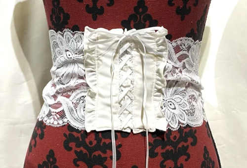 [Marble] Courroie de dentelle féminine de type corset en marbre: dentelle blanche