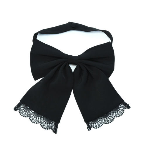 [Sheglit] Sheglit Stand Color Ribbon Jabo Blouse noir M / L