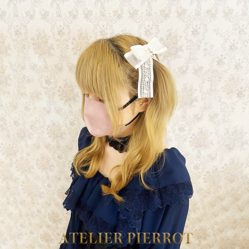 【ATELIER PIERROT】 Ribbon Cross Charm Clips White/ Black