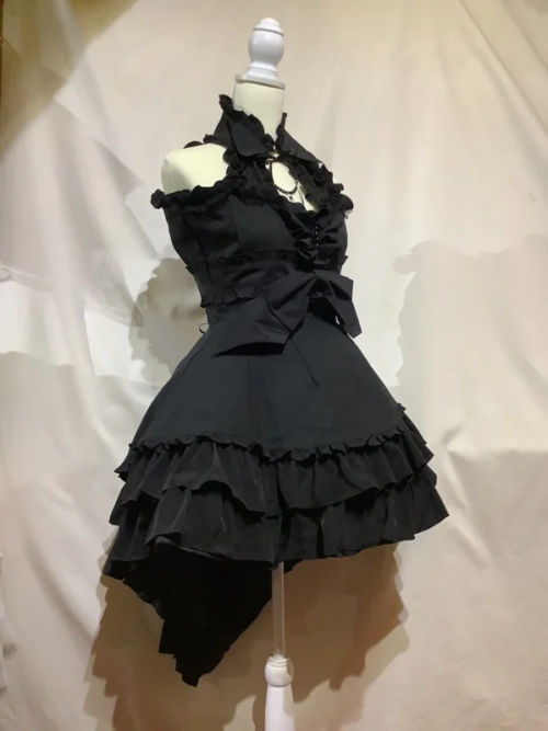 [Mármol] Vestido de joya de mariposa de mármol: Negro x Negro Chiffon Condayo x encaje negro