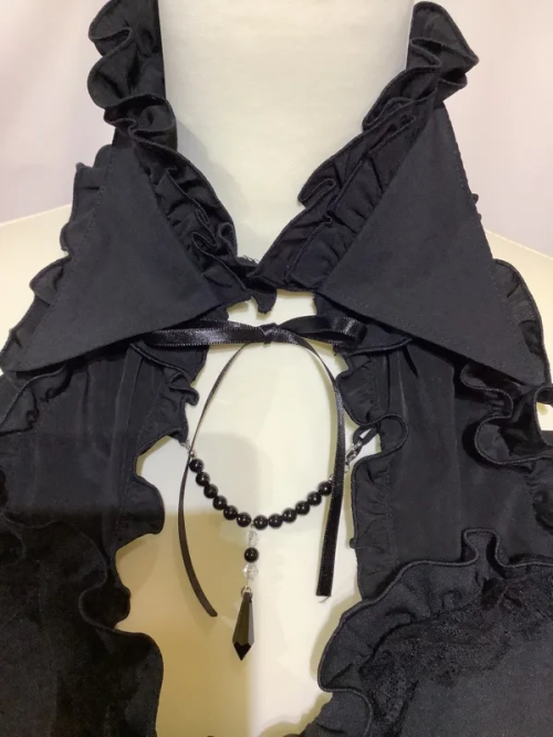 [Mármol] Vestido de joya de mariposa de mármol: Negro x Negro Chiffon Condayo x encaje negro