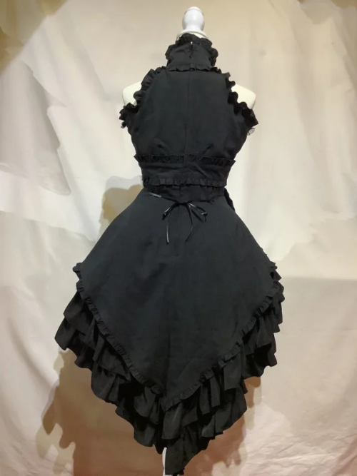 [Mármol] Vestido de joya de mariposa de mármol: Negro x Negro Chiffon Condayo x encaje negro