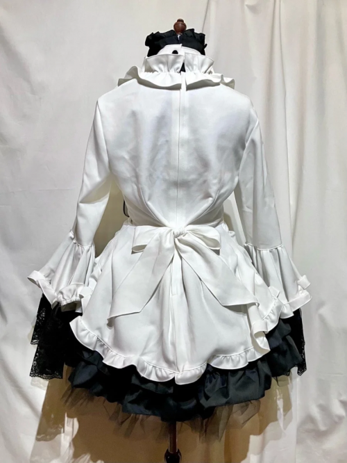 [Mármol] Vestido ribonde de mármol / vestido clásico de vestido tailandés One Piece: Black and White x Black Tulle