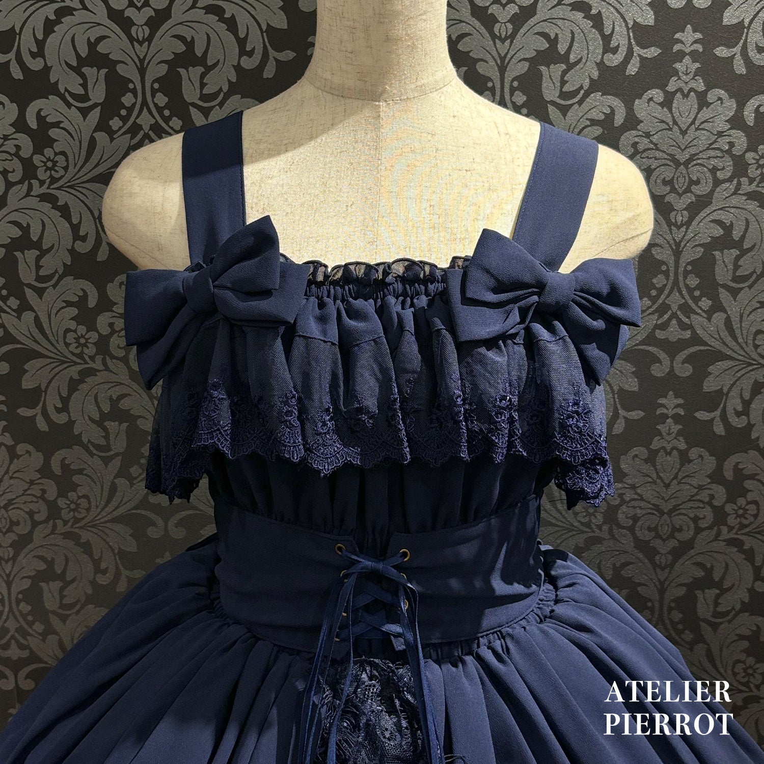 【ATELIER PIERROT】　★ご予約受付中★ Cathedral Veil  Jumper Skirt 　ホワイト/ボルドー/パープル/ネイビー/ブラック　プラスサイズ