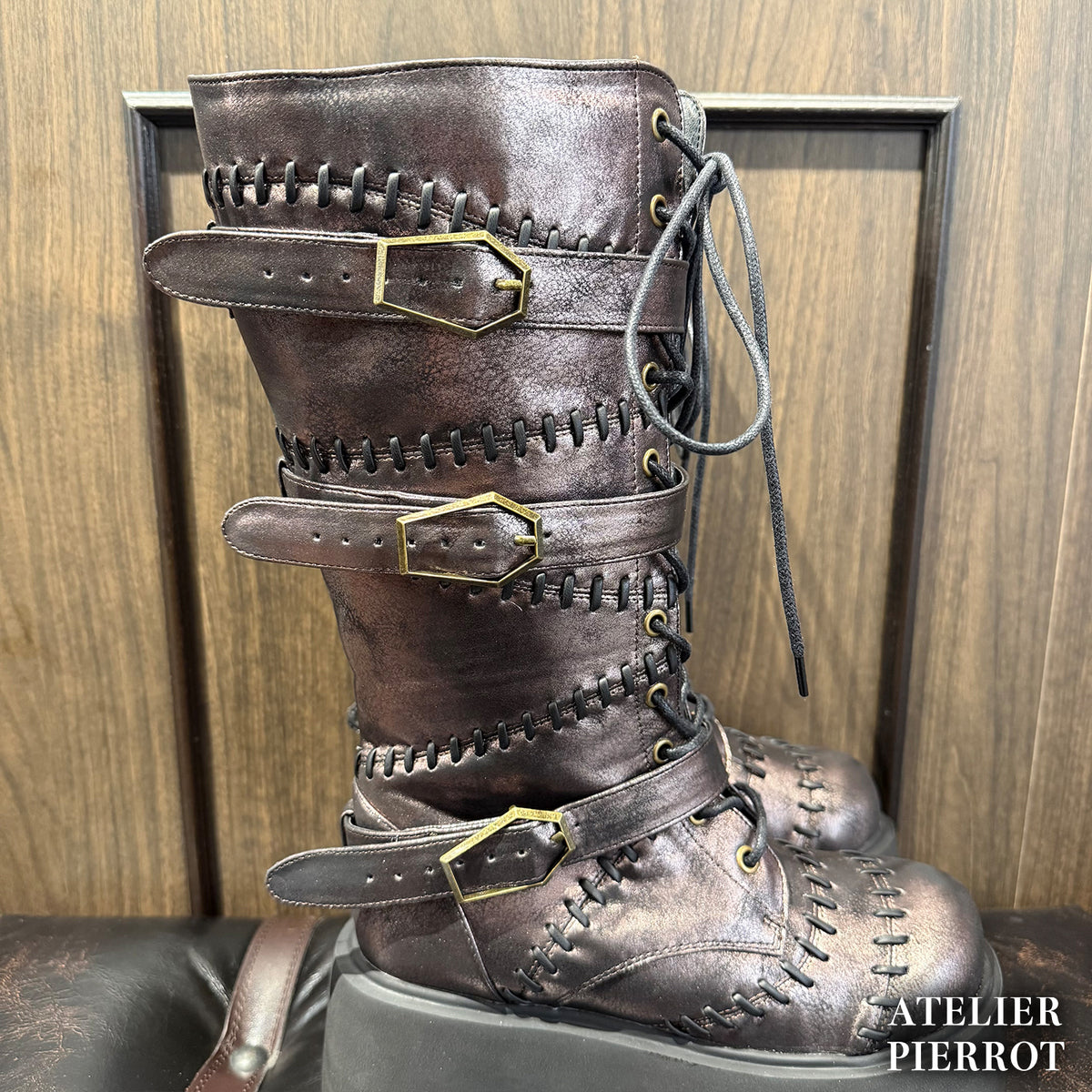 【ATELIER PIERROT】　★ご予約受付中★ “Nocturnal Grave”  Mended Boots　ホワイト/ブロンズ/ブラック  S/M/L/XL