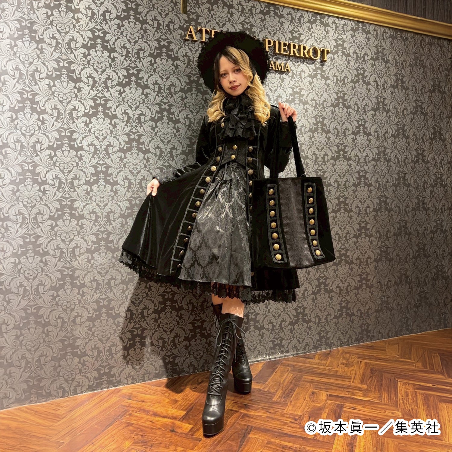 【ATELIER PIERROT】　「 イノサン 」 ロングジャケット　赤 ( 刺繍あり ) /青( 刺繍なし ) /黒 ( 刺繍なし ) 　