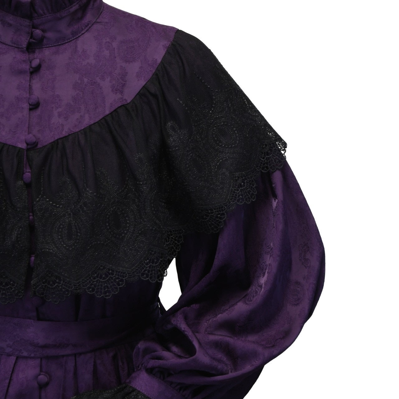 【Sheglit】シェグリット　 "Luisa"ジャガードレースドレス　パープル（アトリエピエロ限定カラー）／ブラック