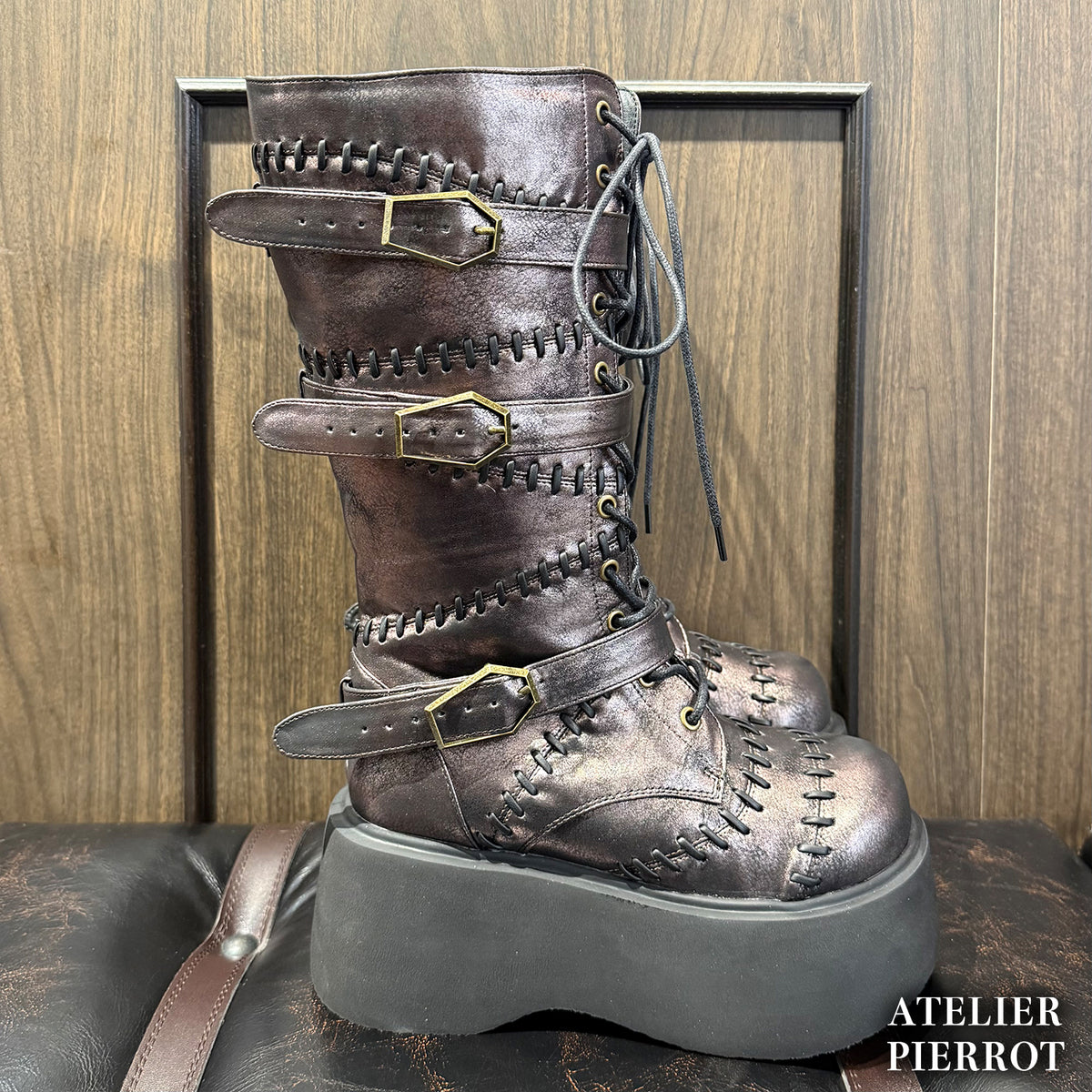 【ATELIER PIERROT】　★ご予約受付中★ “Nocturnal Grave”  Mended Boots　ホワイト/ブロンズ/ブラック  S/M/L/XL