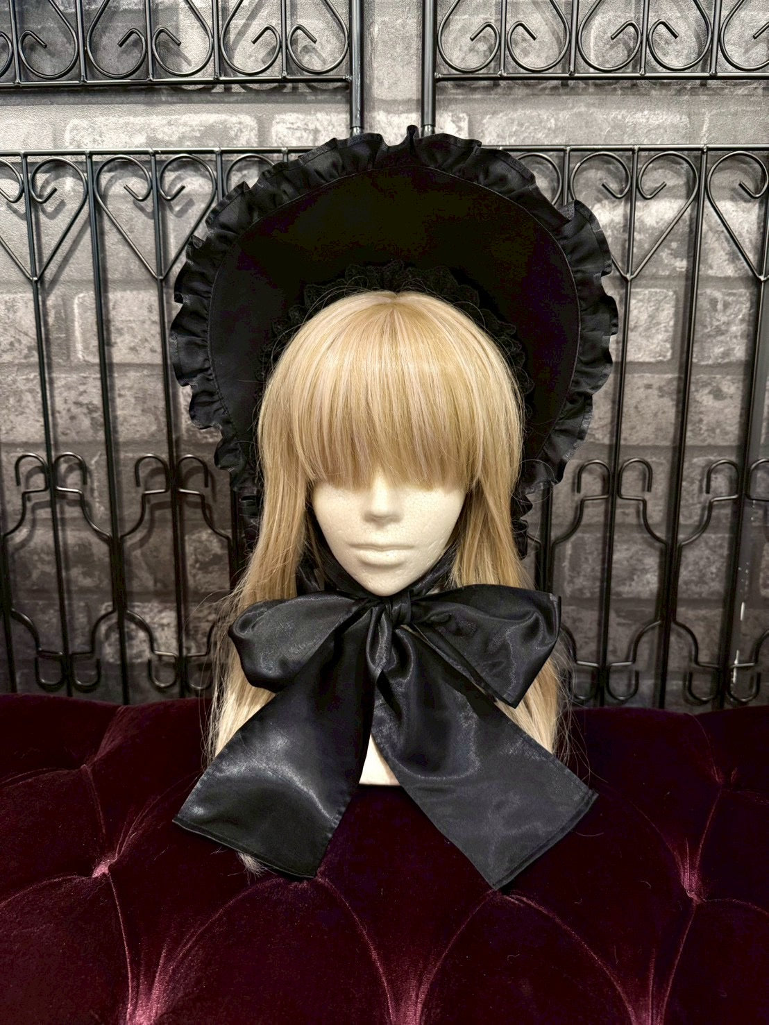 [HERHUM] Gorro completo Harham Oribonchan (versión Shantung) Blanco/Negro x Encaje blanco/Negro