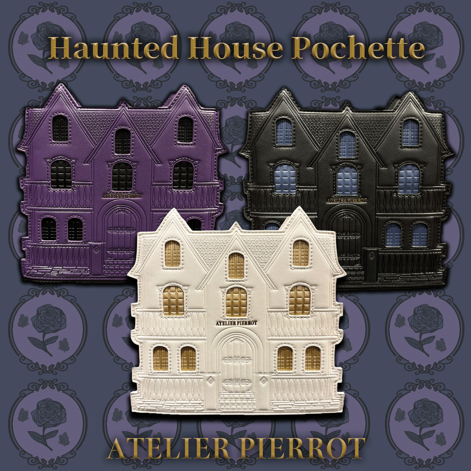 【ATELIER PIERROT】　Haunted House Pochette　ホワイト/パープル/ブラック　★11月中旬〜下旬発売★