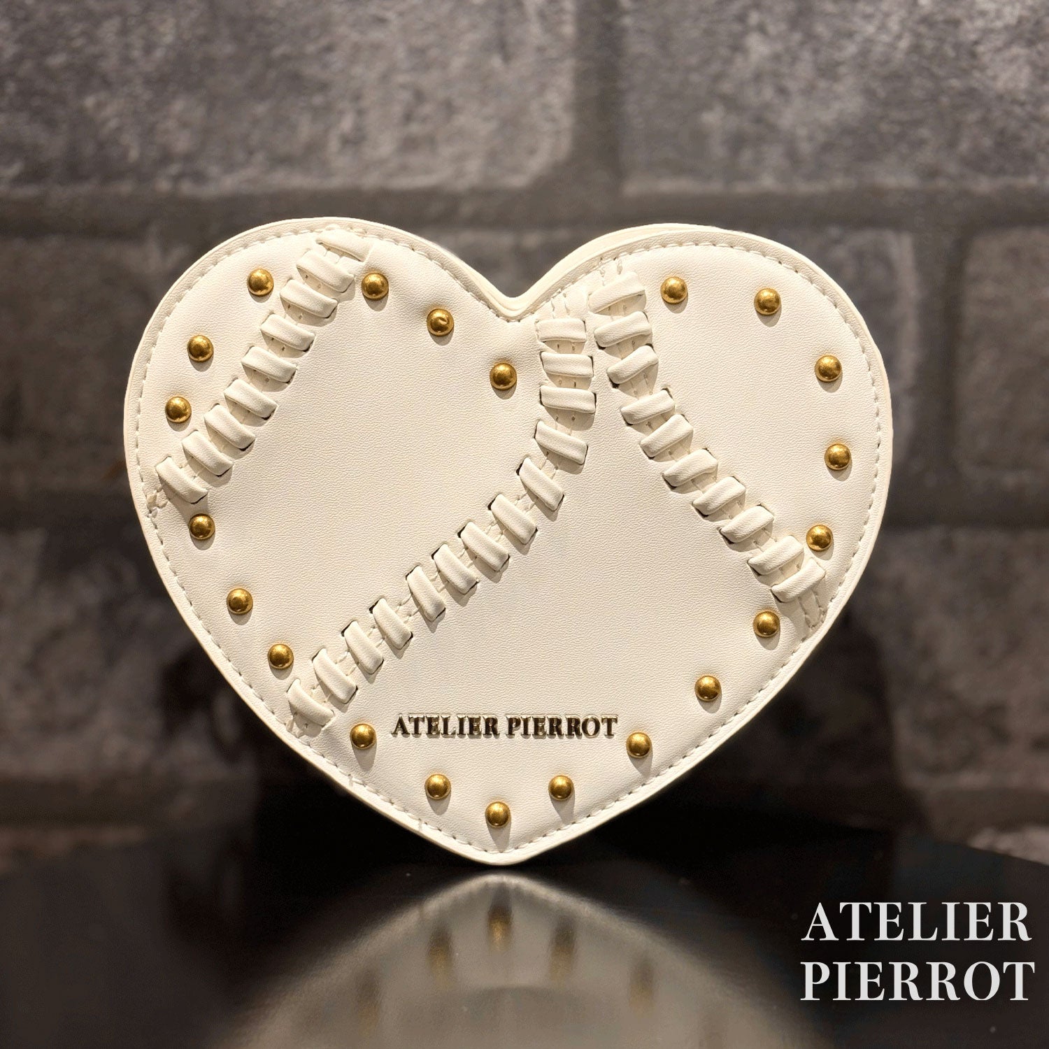 【ATELIER PIERROT】　Mended Heart Shoulder BAG　White/Bordeaux/Black ★Released in mid-February★