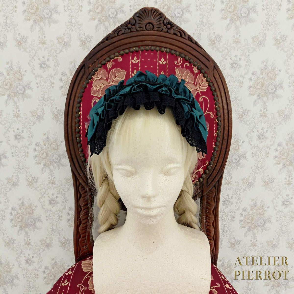 【ATELIER PIERROT】　Royal Nocturne Headdress　ホワイト/ピンク/ワイン/グリーン/ネイビー/ブラック