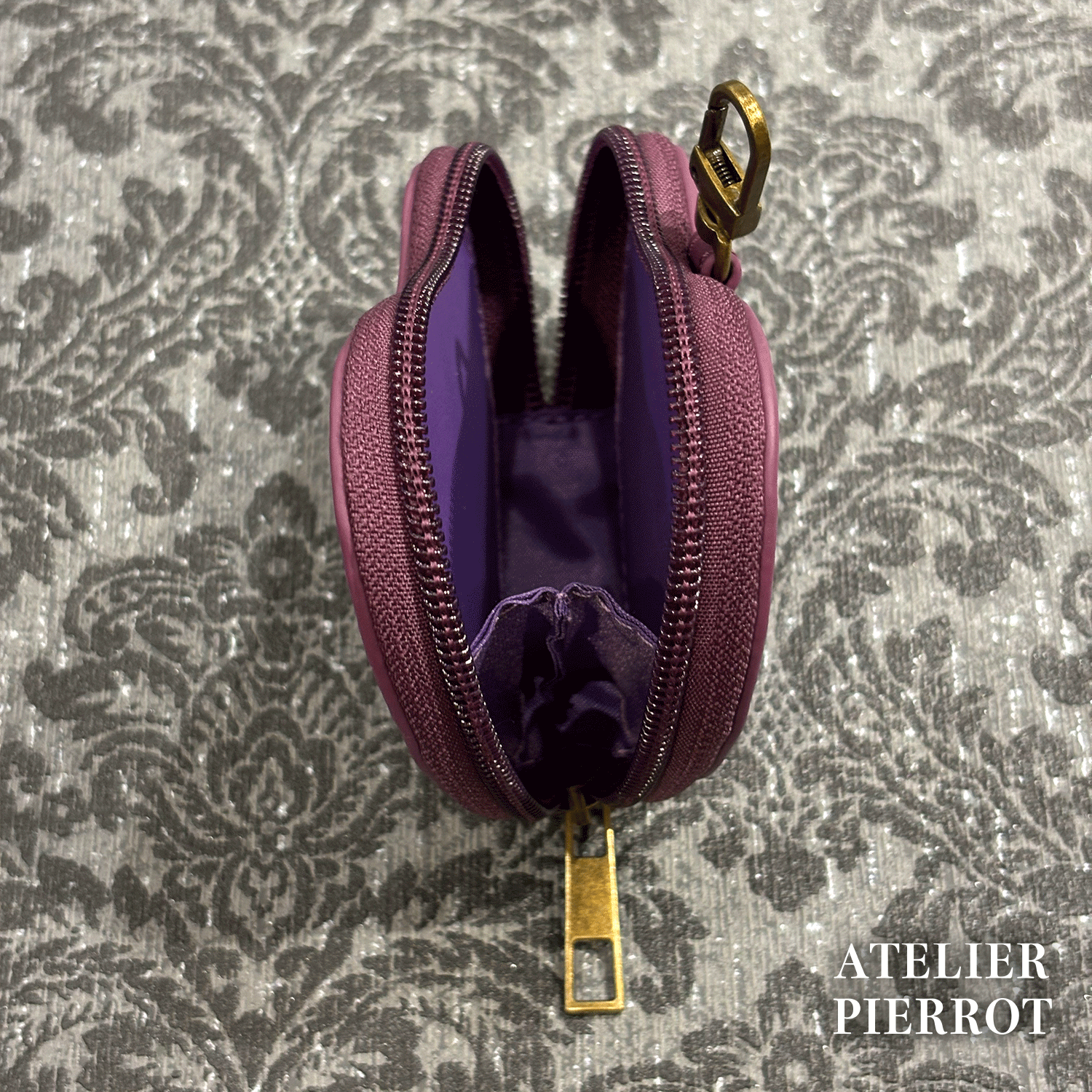 【ATELIER PIERROT】　Pochette a la carte Series 　Coin Purse~Heart~　パープル/ブラック  ★12月中旬発売★