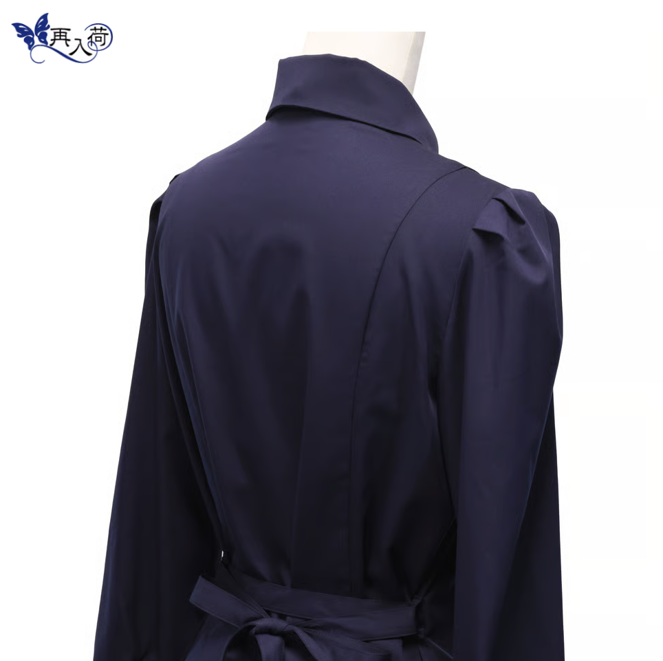 [Sheglit] Sheglit Bishop Sleeve Jabo Blouse Navy M/L