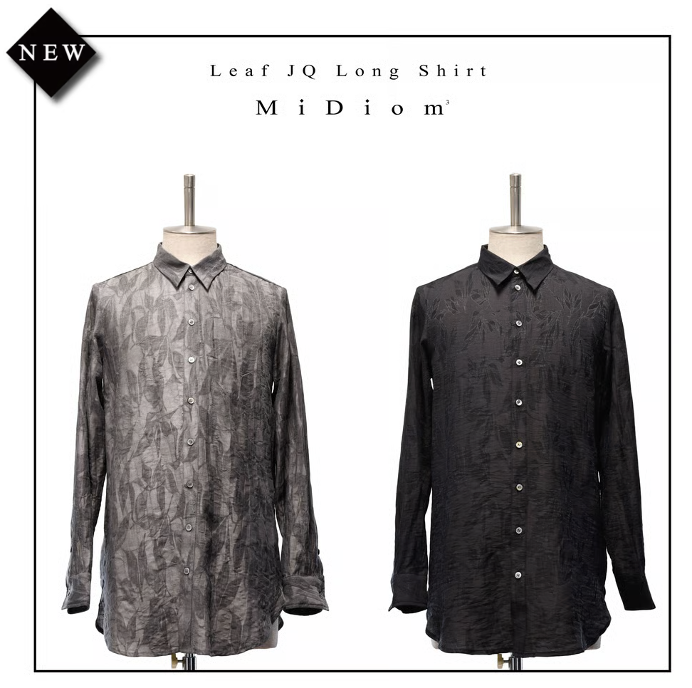 [Midiome] Leaf JQ Long Shirt Grey /Black