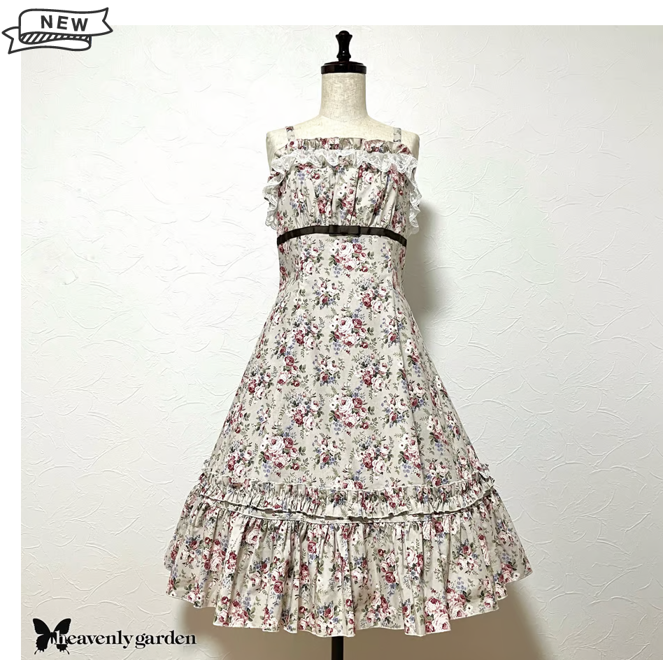 [heavenly garden] Heavenly Garden Rose Princess Line Jumper Skirt Beige