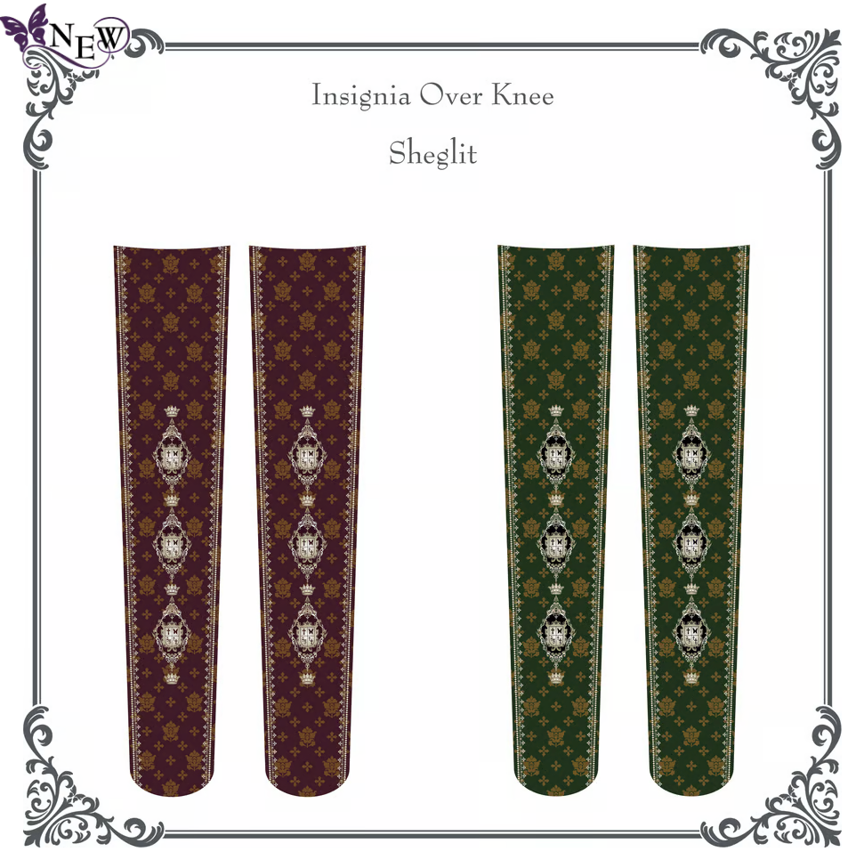 【Sheglit】シェグリット　Insignia Over Knee　ホワイト/ボルドー/ダークグリーン/ブラック